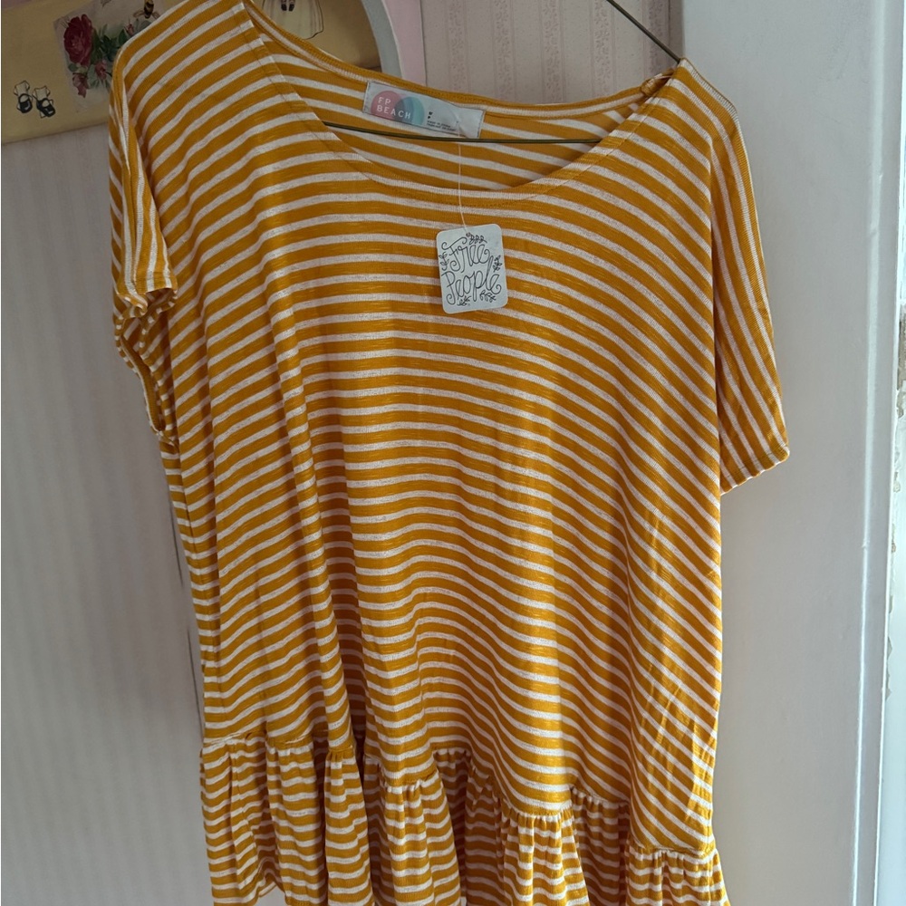 Free People Beach Mustard Striped Top/Beach coverup